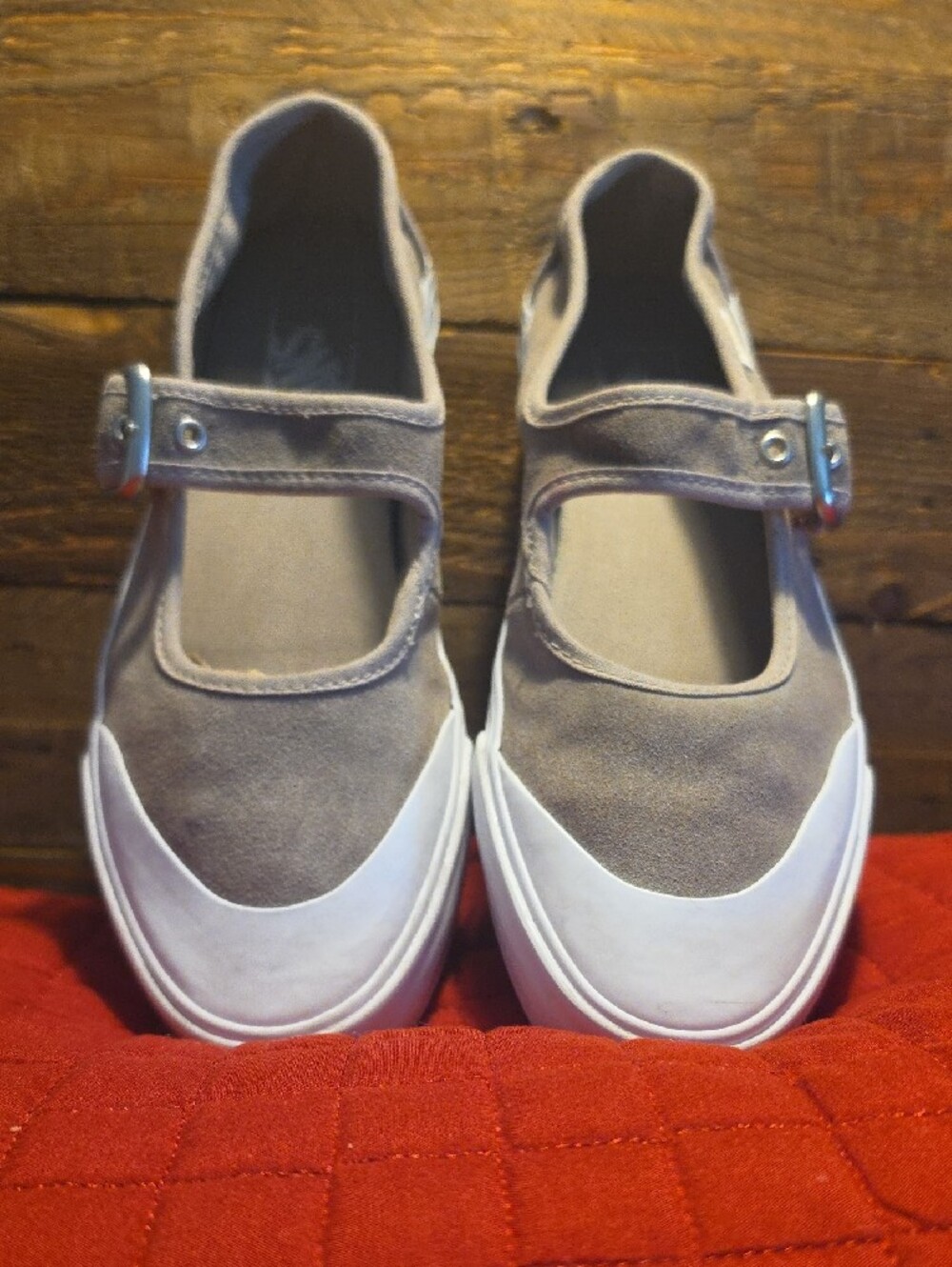 Vans Casual Mary Jane Suede Sneakers in Taupe and White - Picture 10 of 12